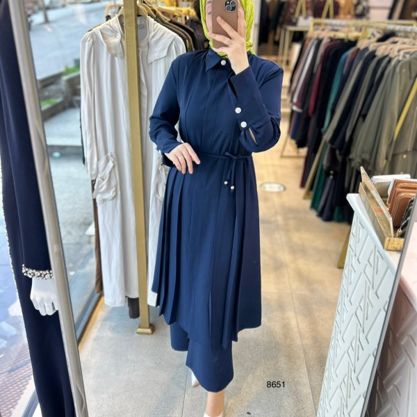 8651 Dik Yakalı Düğme Detaylı Takım - Görsel 14