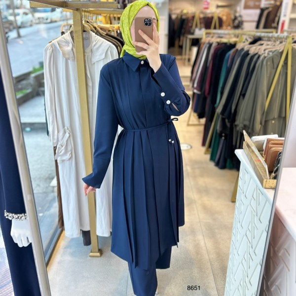 8651 Dik Yakalı Düğme Detaylı Takım - Görsel 9