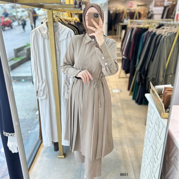 8651 Dik Yakalı Düğme Detaylı Takım - Görsel 25