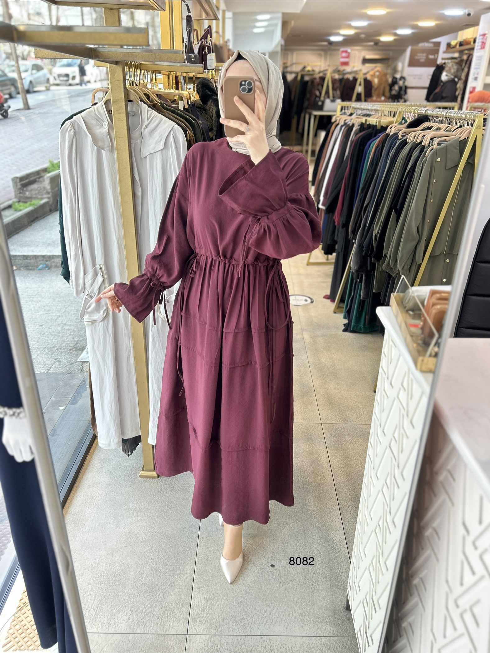 8082 Bağlama Detaylı Elbise - Görsel 24