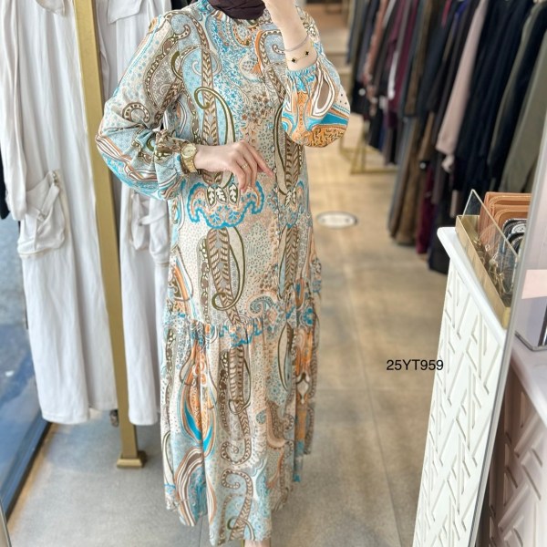 25YT959 Desenli Armine Trend Elbise - Görsel 5