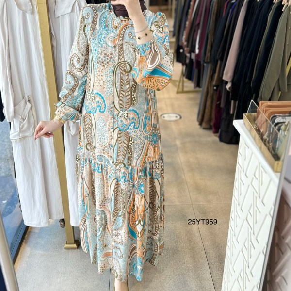 25YT959 Desenli Armine Trend Elbise - Görsel 1