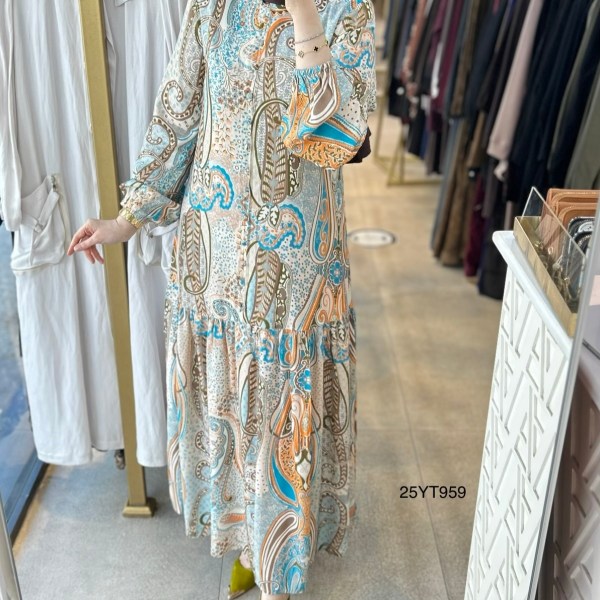 25YT959 Desenli Armine Trend Elbise - Görsel 4