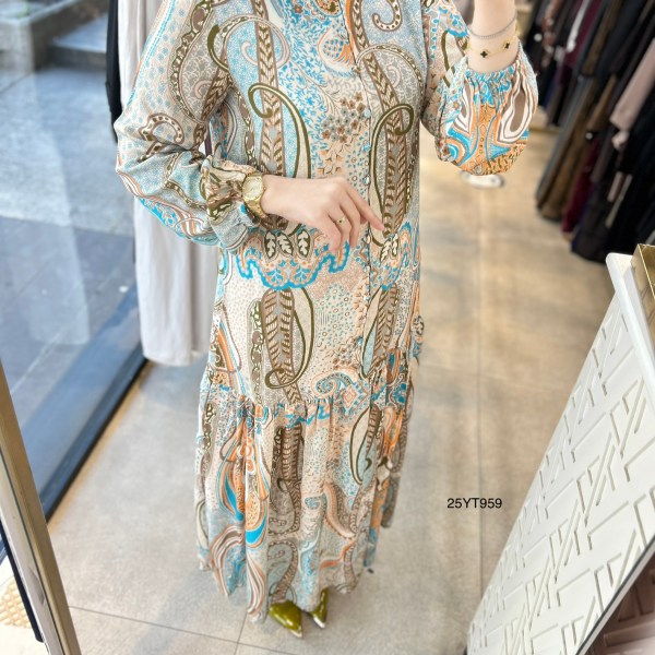 25YT959 Desenli Armine Trend Elbise - Görsel 2