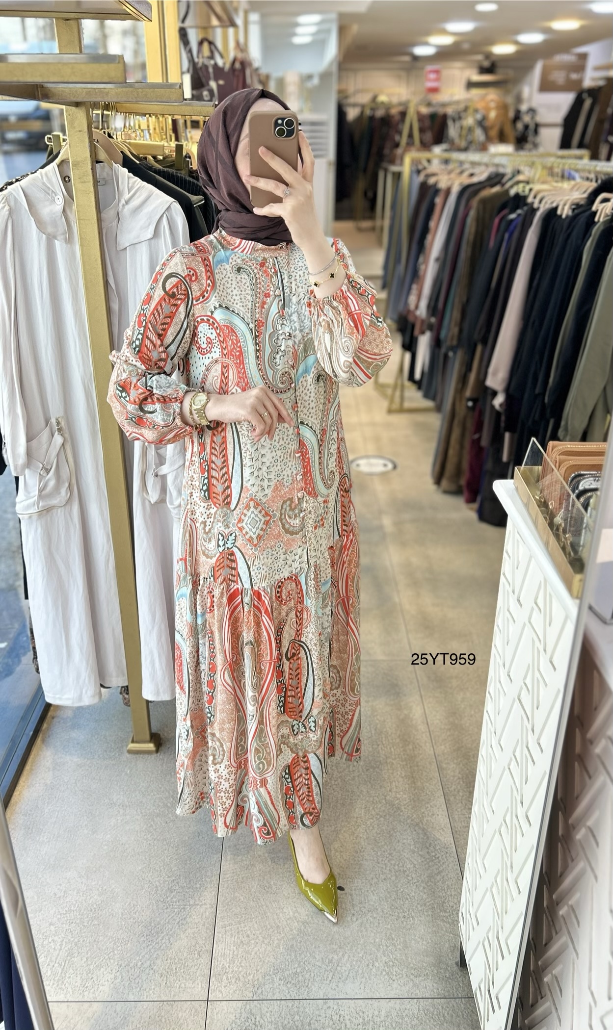 25YT959 Desenli Armine Trend Elbise