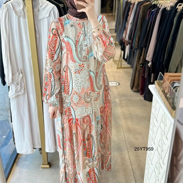 25YT959 Desenli Armine Trend Elbise - Görsel 7