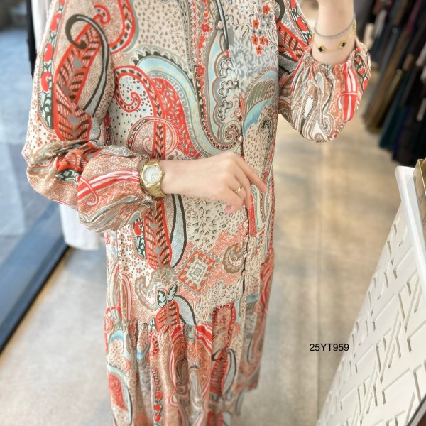 25YT959 Desenli Armine Trend Elbise - Görsel 11