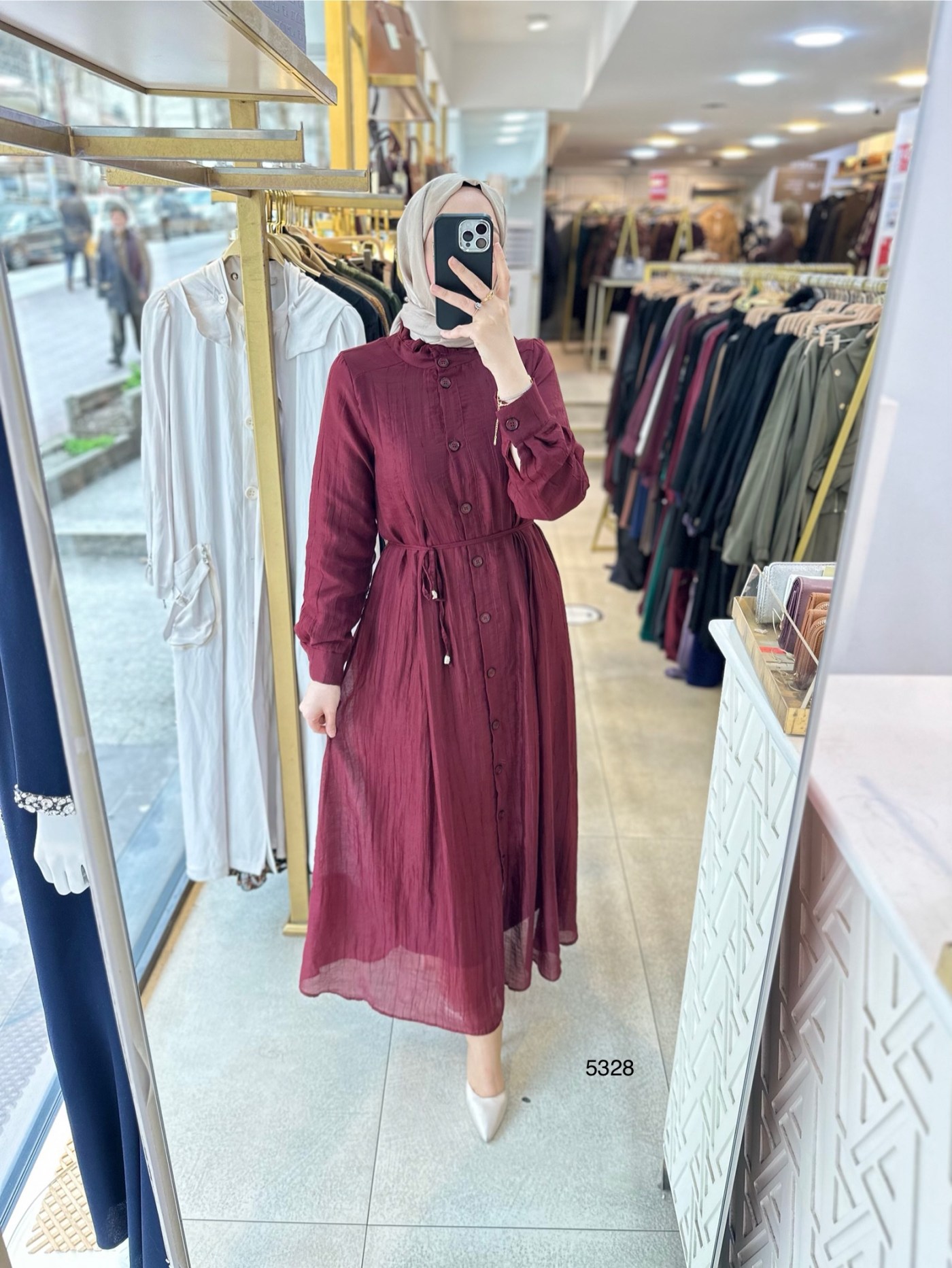 5328 Belden Bağlamalı Elbise