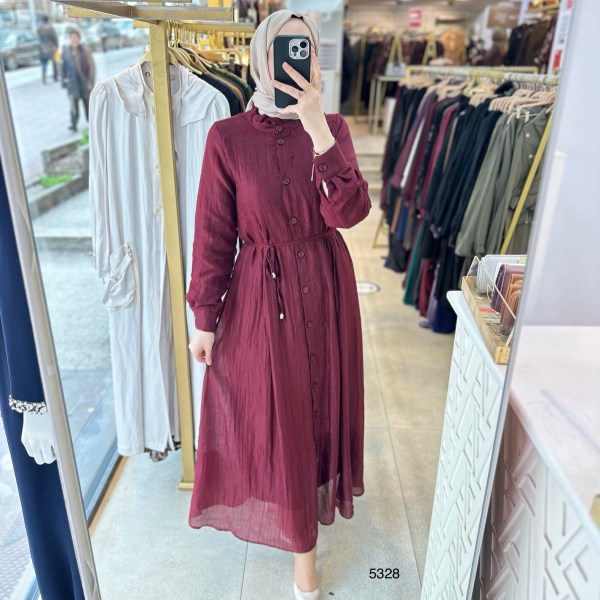 5328 Belden Bağlamalı Elbise - Görsel 1