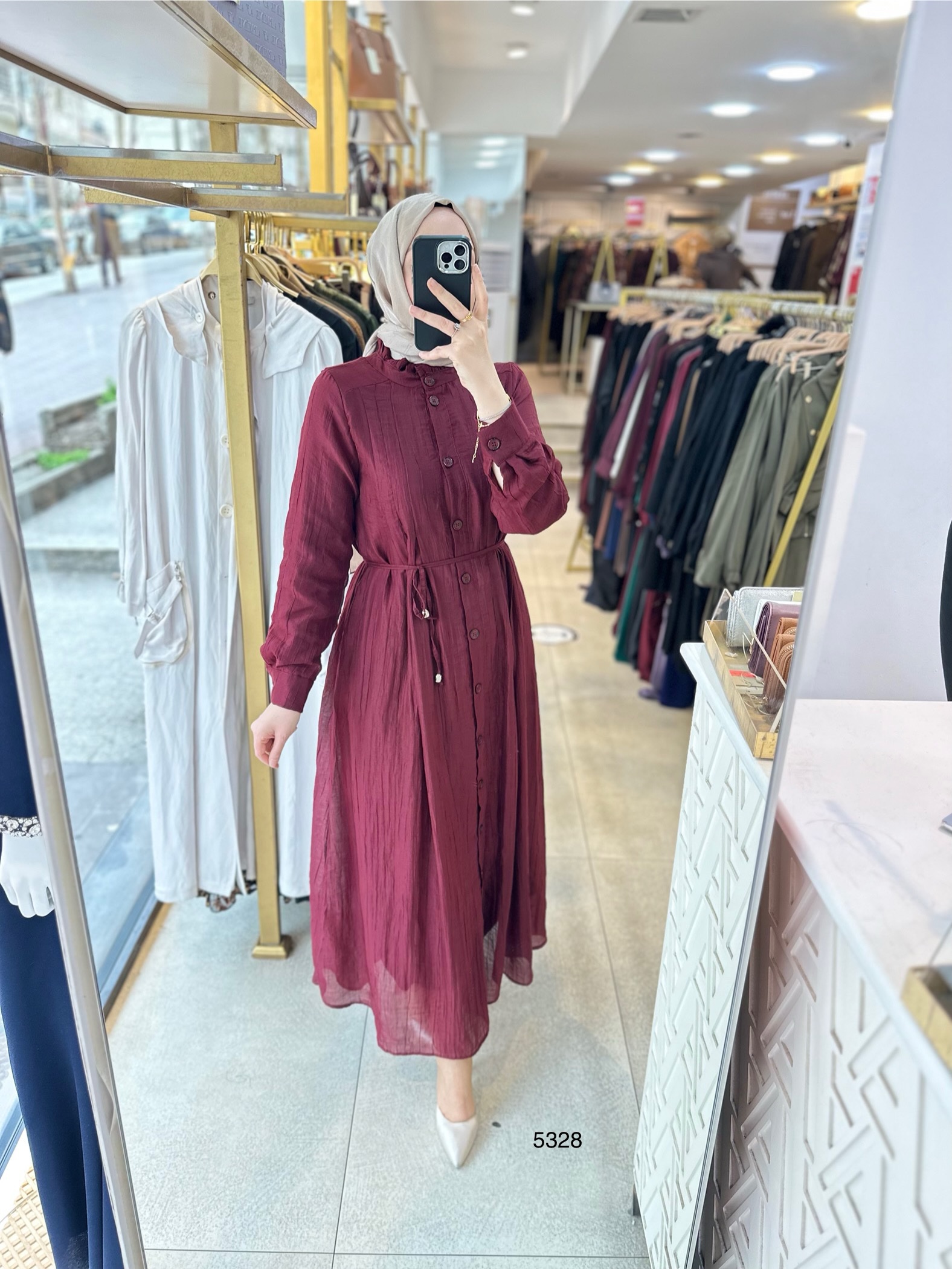 5328 Belden Bağlamalı Elbise - Görsel 23