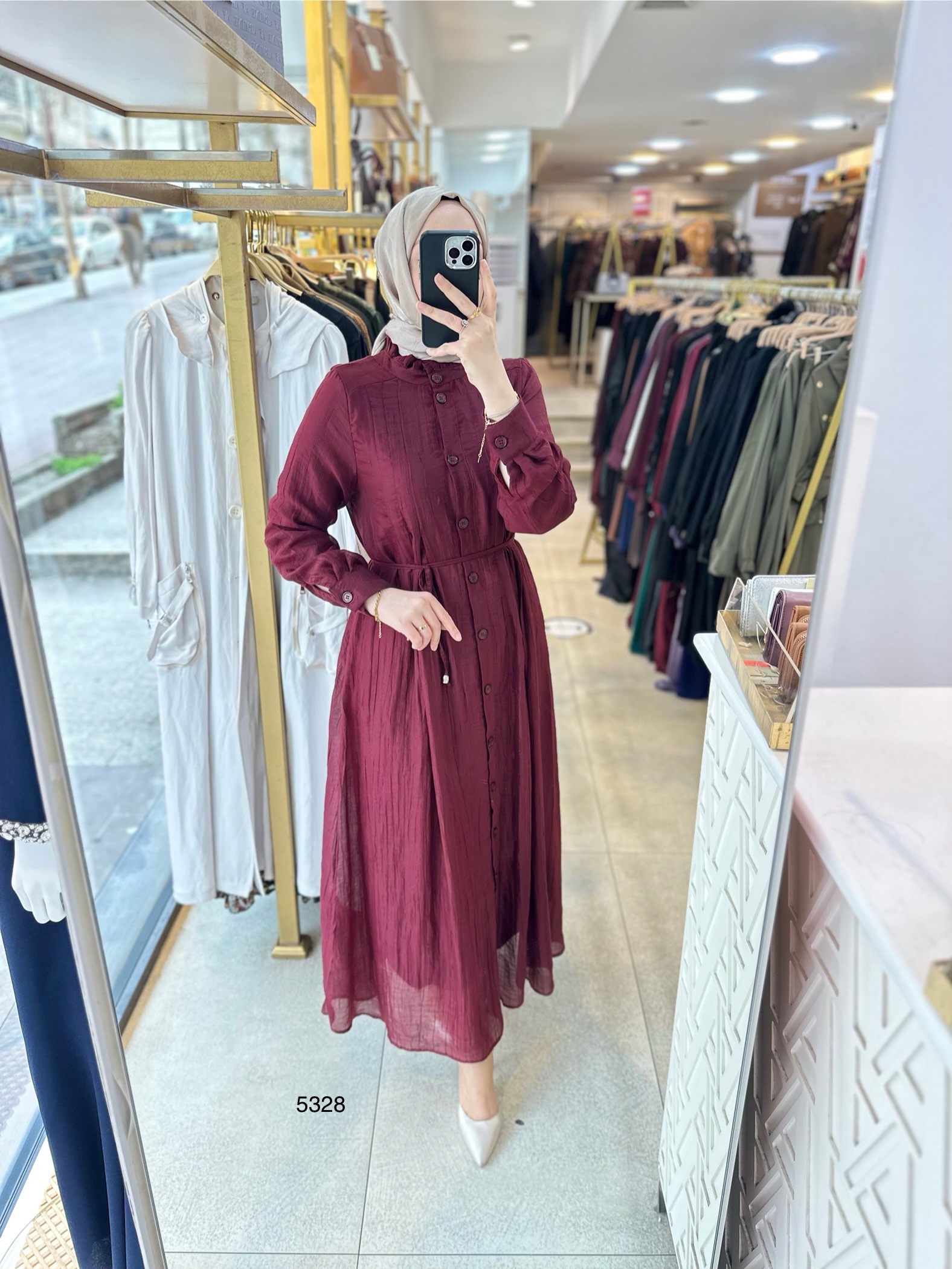 5328 Belden Bağlamalı Elbise - Görsel 20