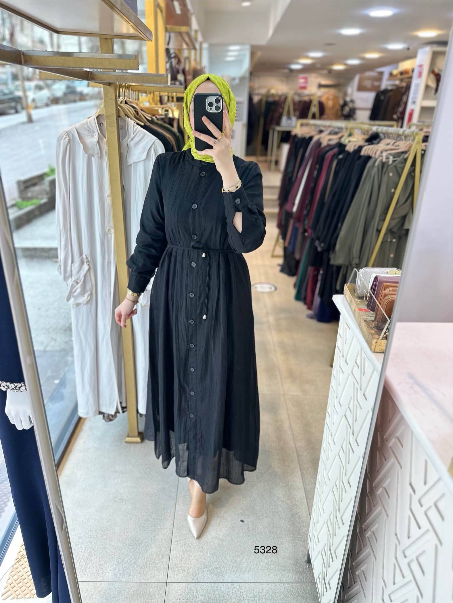 5328 Belden Bağlamalı Elbise - Görsel 6