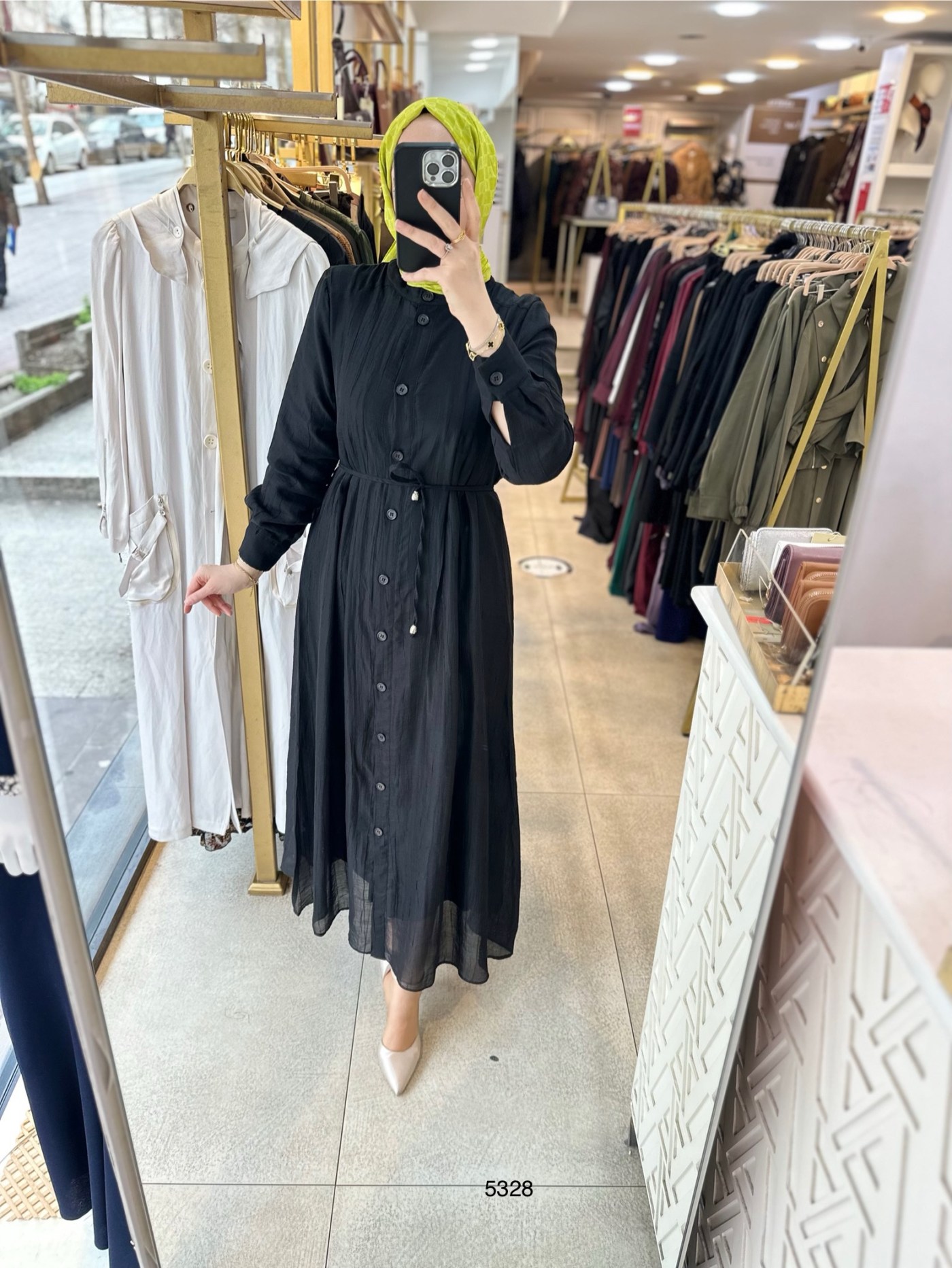 5328 Belden Bağlamalı Elbise