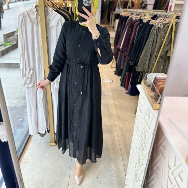 5328 Belden Bağlamalı Elbise - Görsel 5