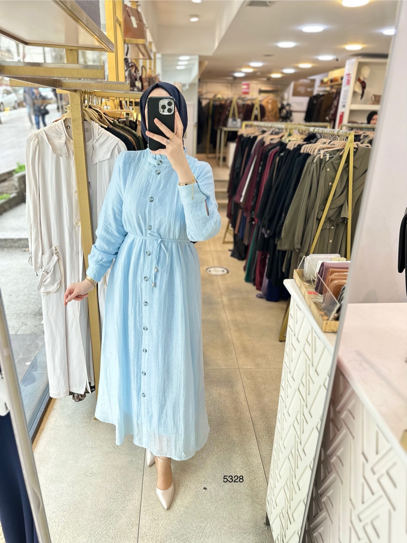 5328 Belden Bağlamalı Elbise