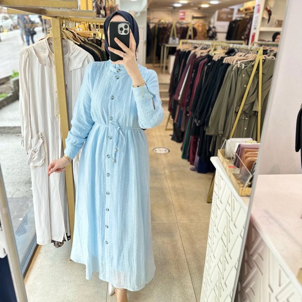 5328 Belden Bağlamalı Elbise - Görsel 14