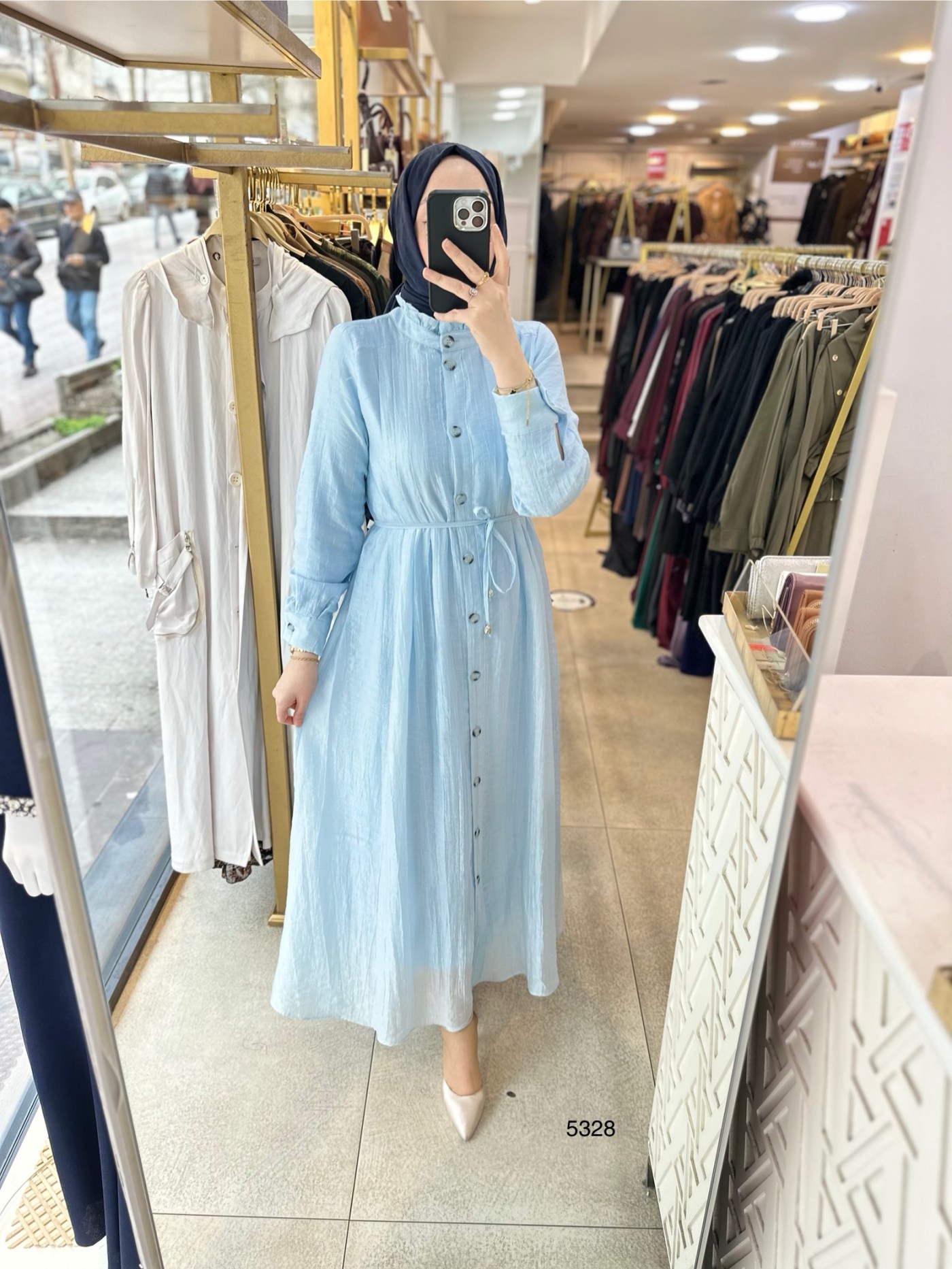 5328 Belden Bağlamalı Elbise