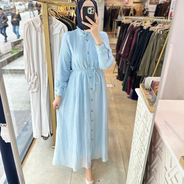 5328 Belden Bağlamalı Elbise - Görsel 12