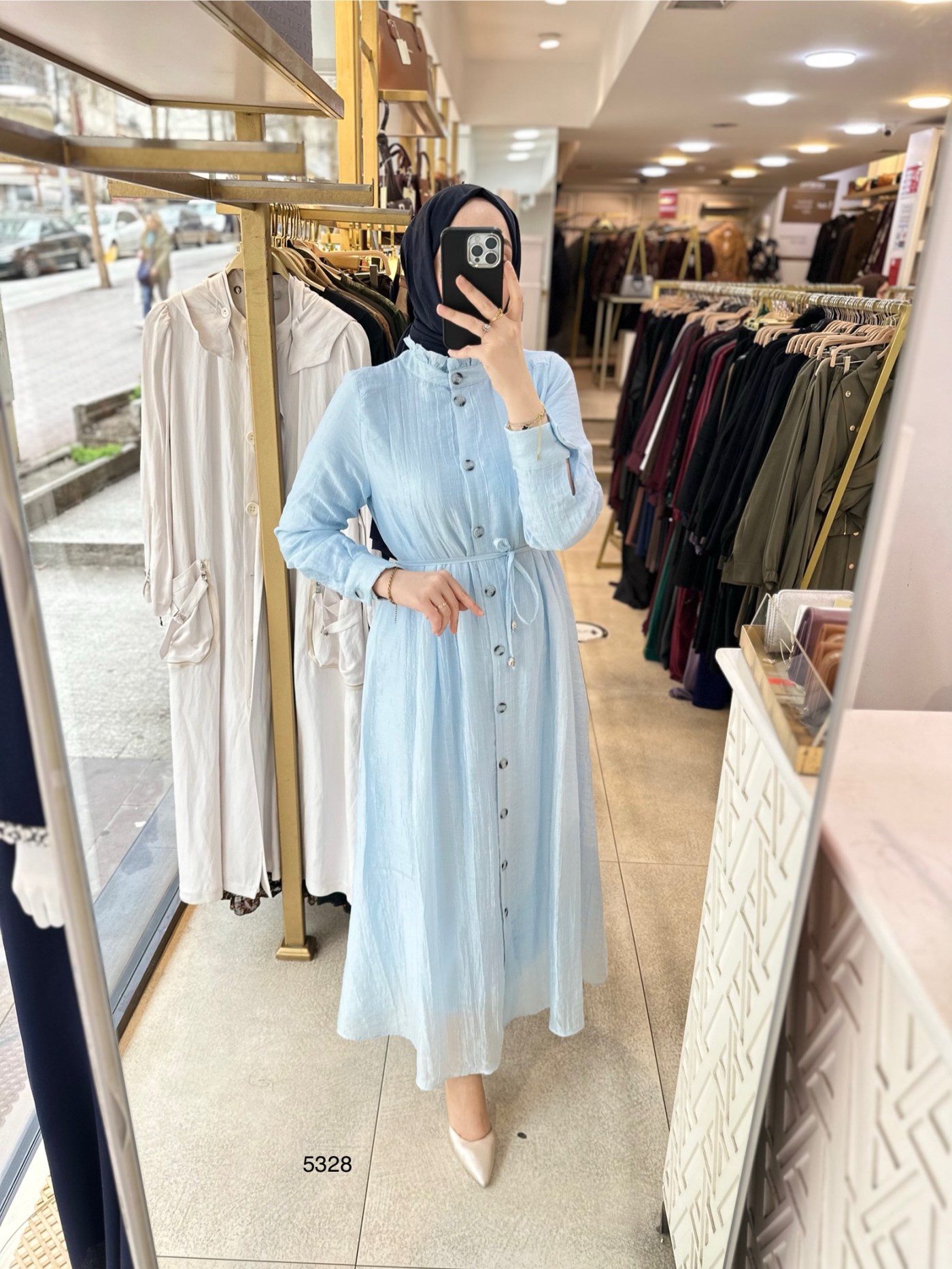 5328 Belden Bağlamalı Elbise