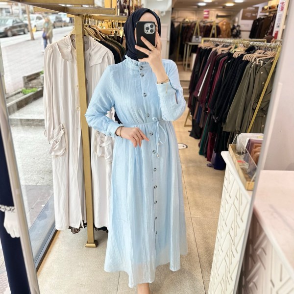 5328 Belden Bağlamalı Elbise - Görsel 11