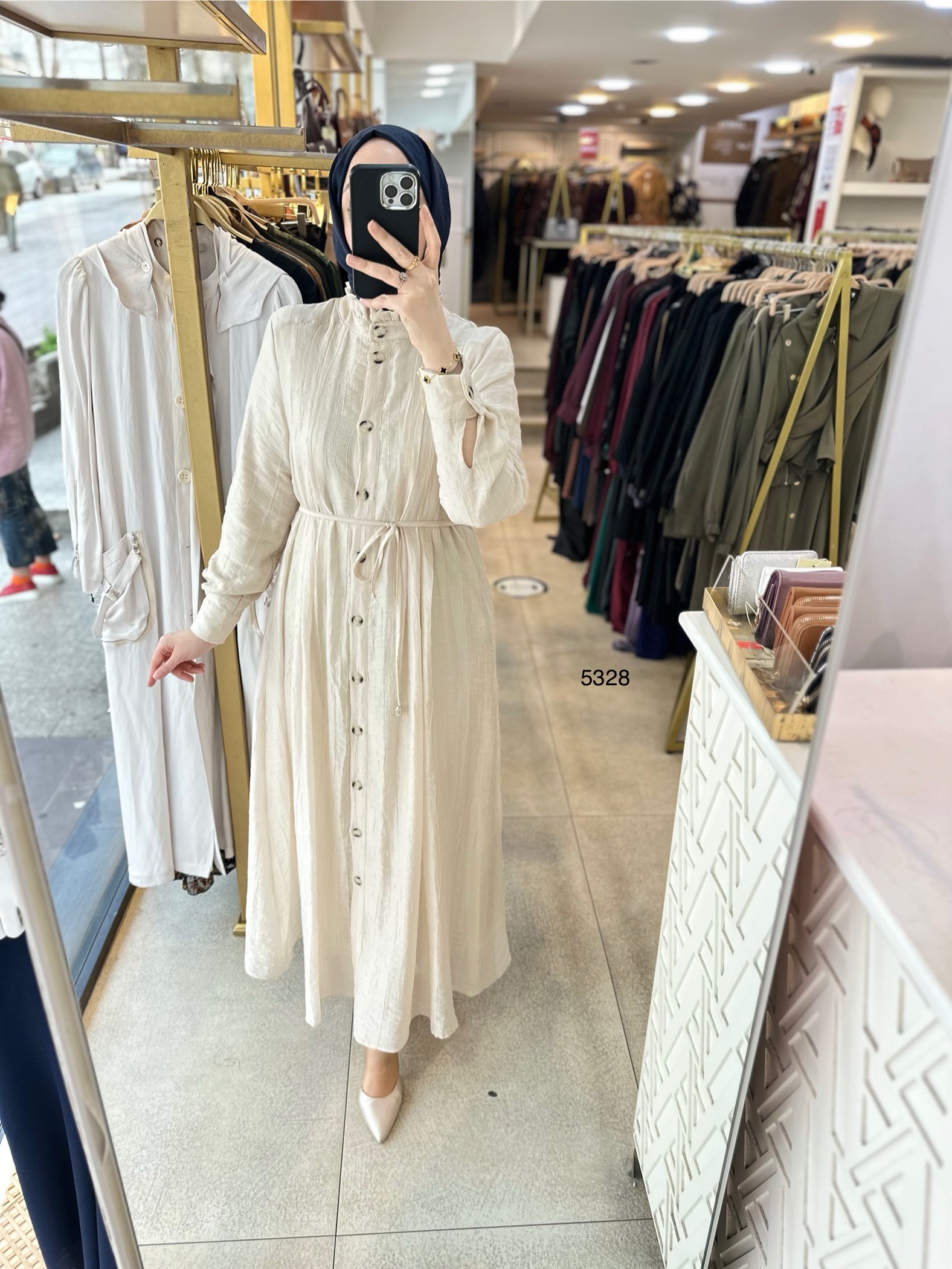 5328 Belden Bağlamalı Elbise - Görsel 15