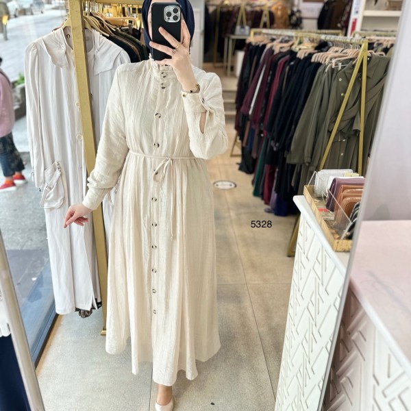 5328 Belden Bağlamalı Elbise - Görsel 9