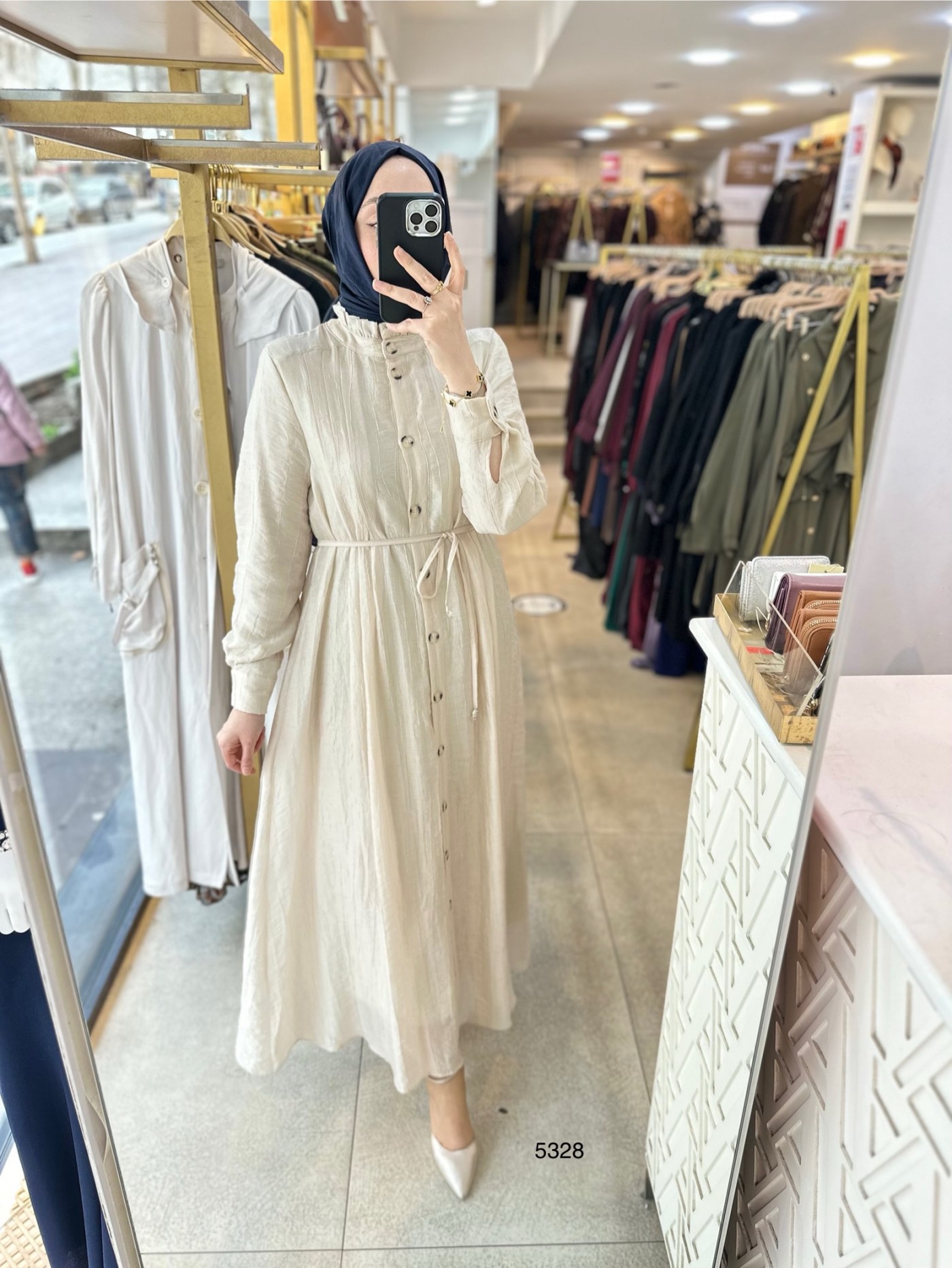 5328 Belden Bağlamalı Elbise