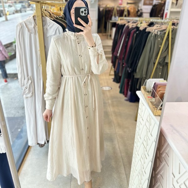 5328 Belden Bağlamalı Elbise - Görsel 8