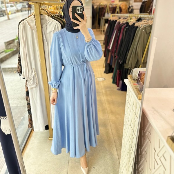 4089 Bel Bağlamalı Elbise - Görsel 7