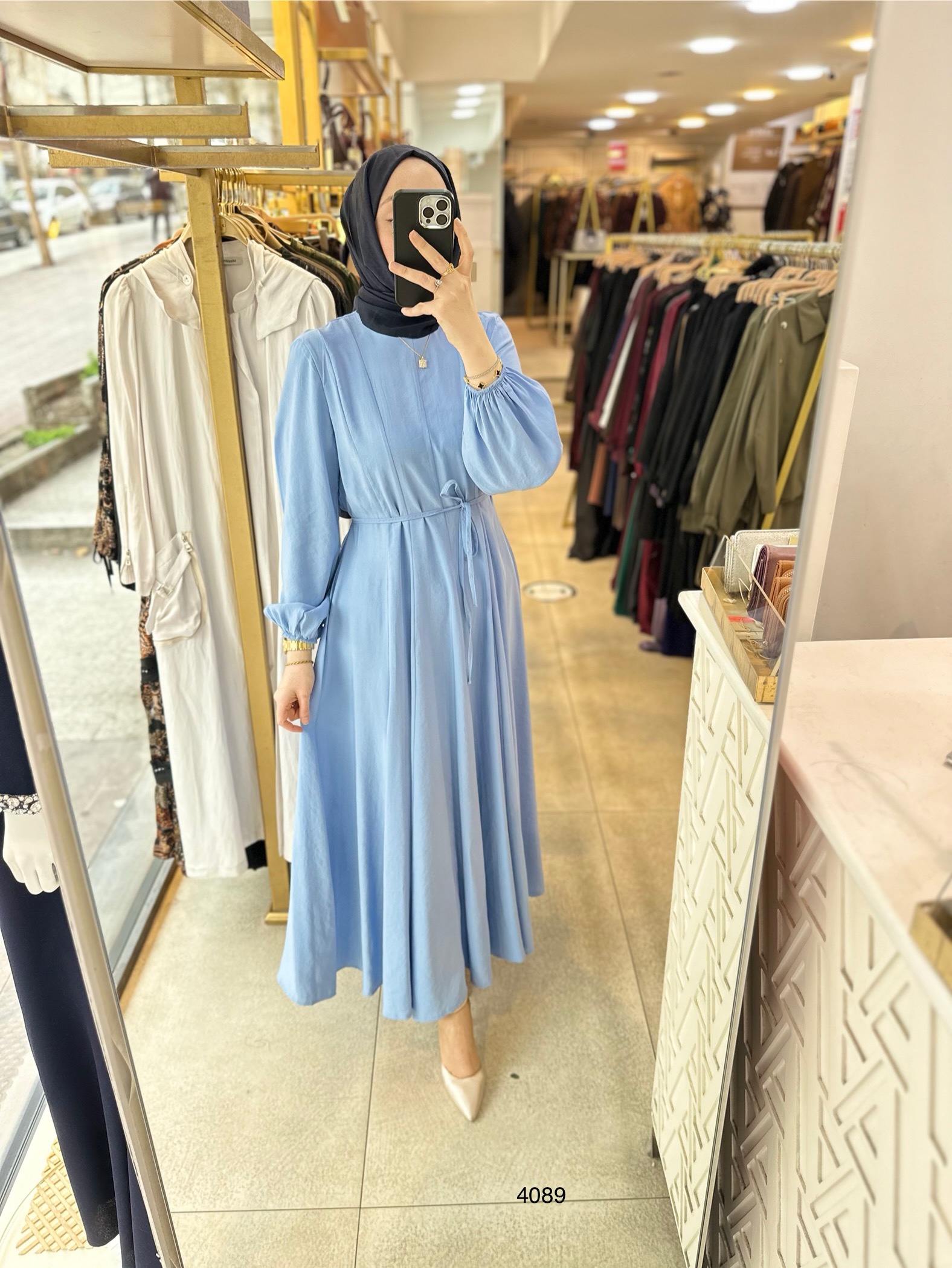 4089 Bel Bağlamalı Elbise - Görsel 7