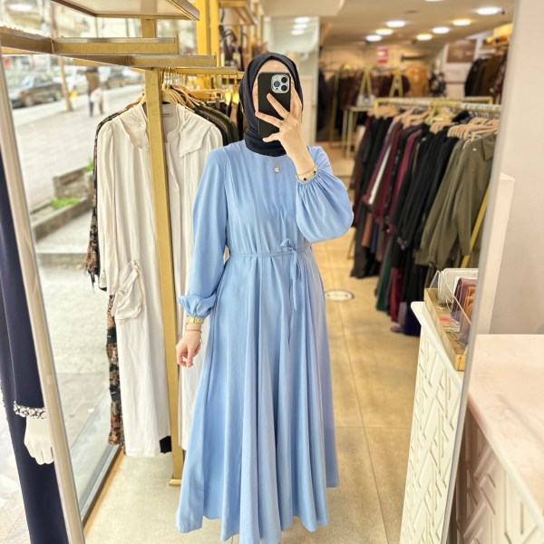 4089 Bel Bağlamalı Elbise - Görsel 11