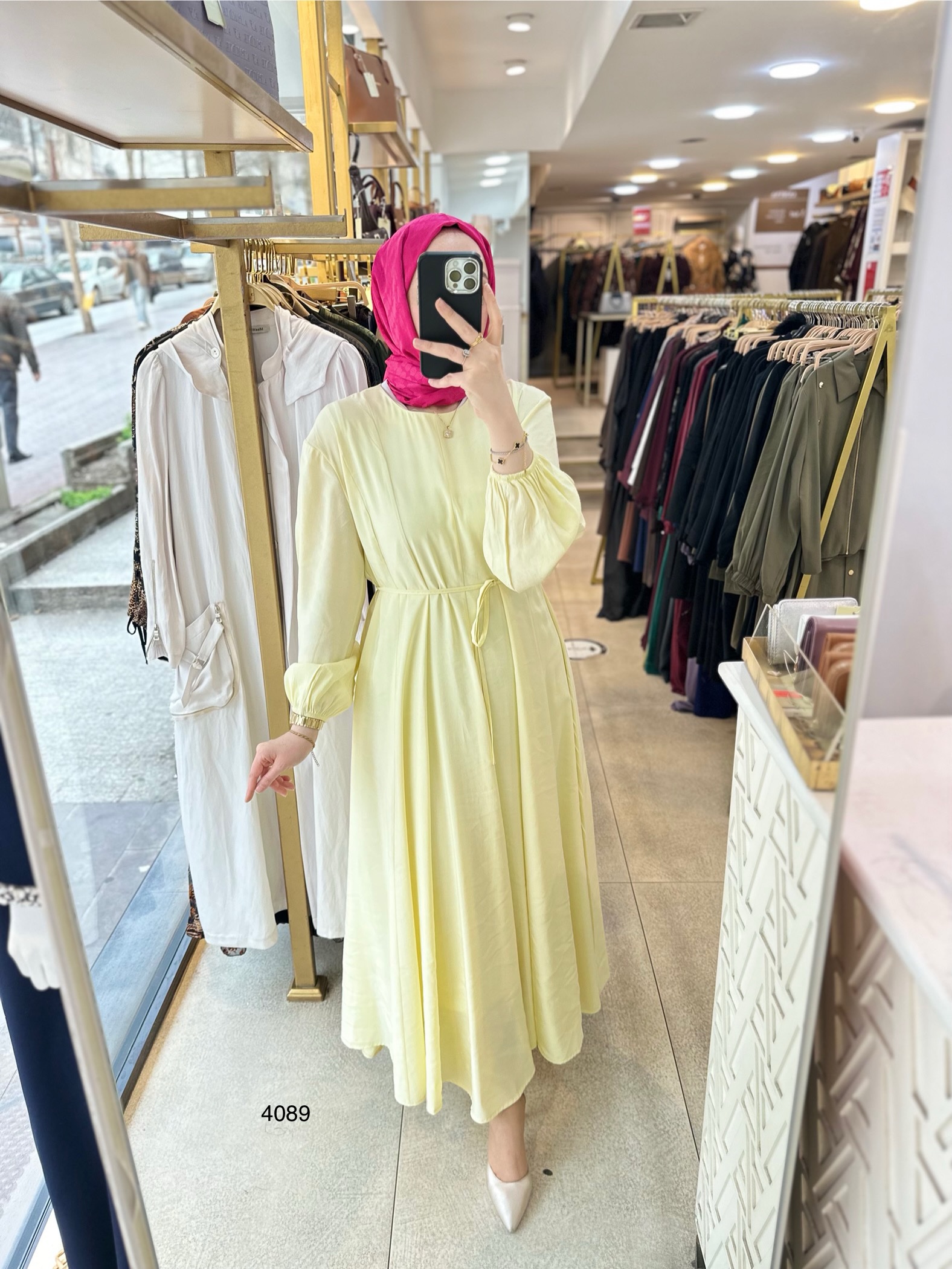 4089 Bel Bağlamalı Elbise - Görsel 5