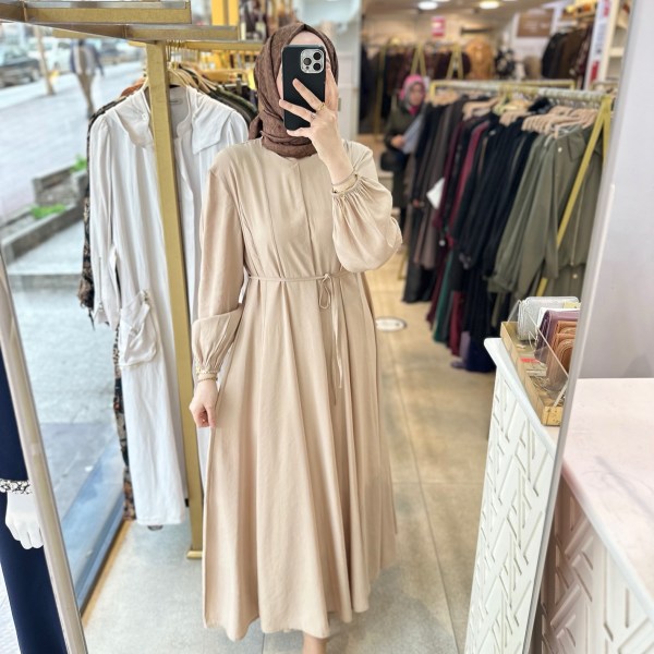 4089 Bel Bağlamalı Elbise - Görsel 1