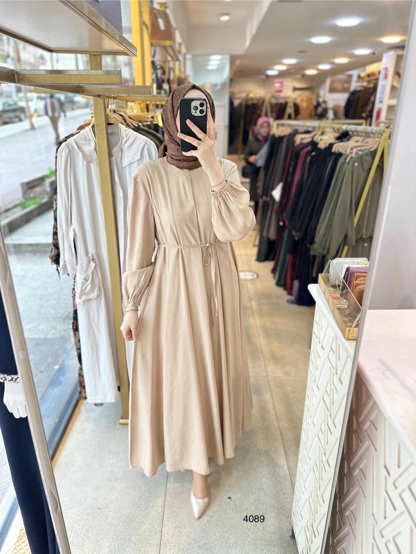 4089 Bel Bağlamalı Elbise - Görsel 1