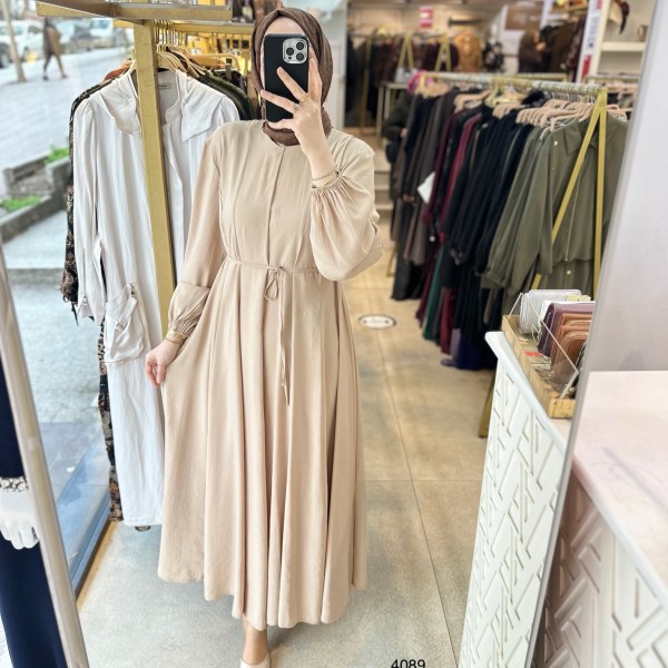 4089 Bel Bağlamalı Elbise - Görsel 3