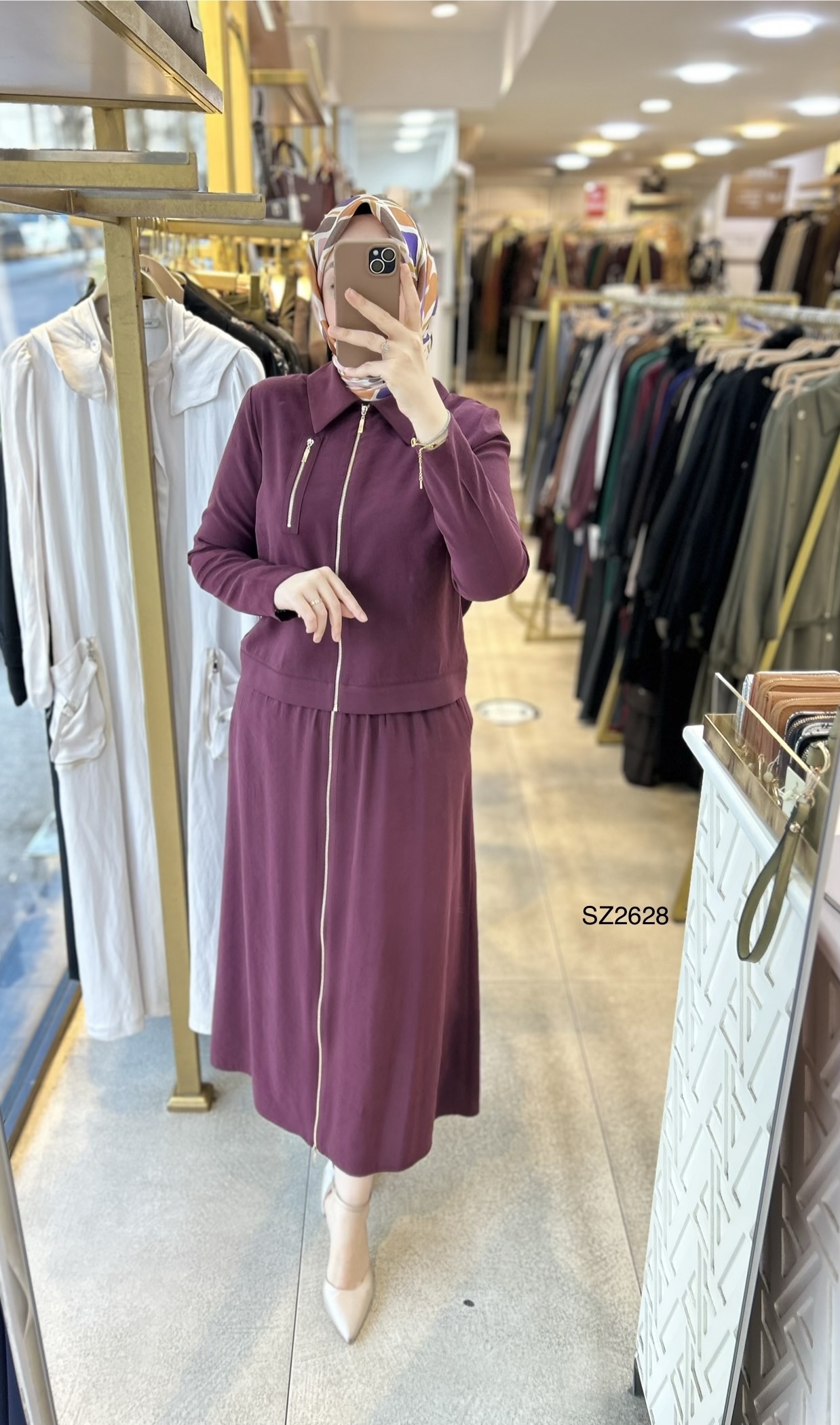 SZ2628 Fermuar Detaylı Etekli Takım