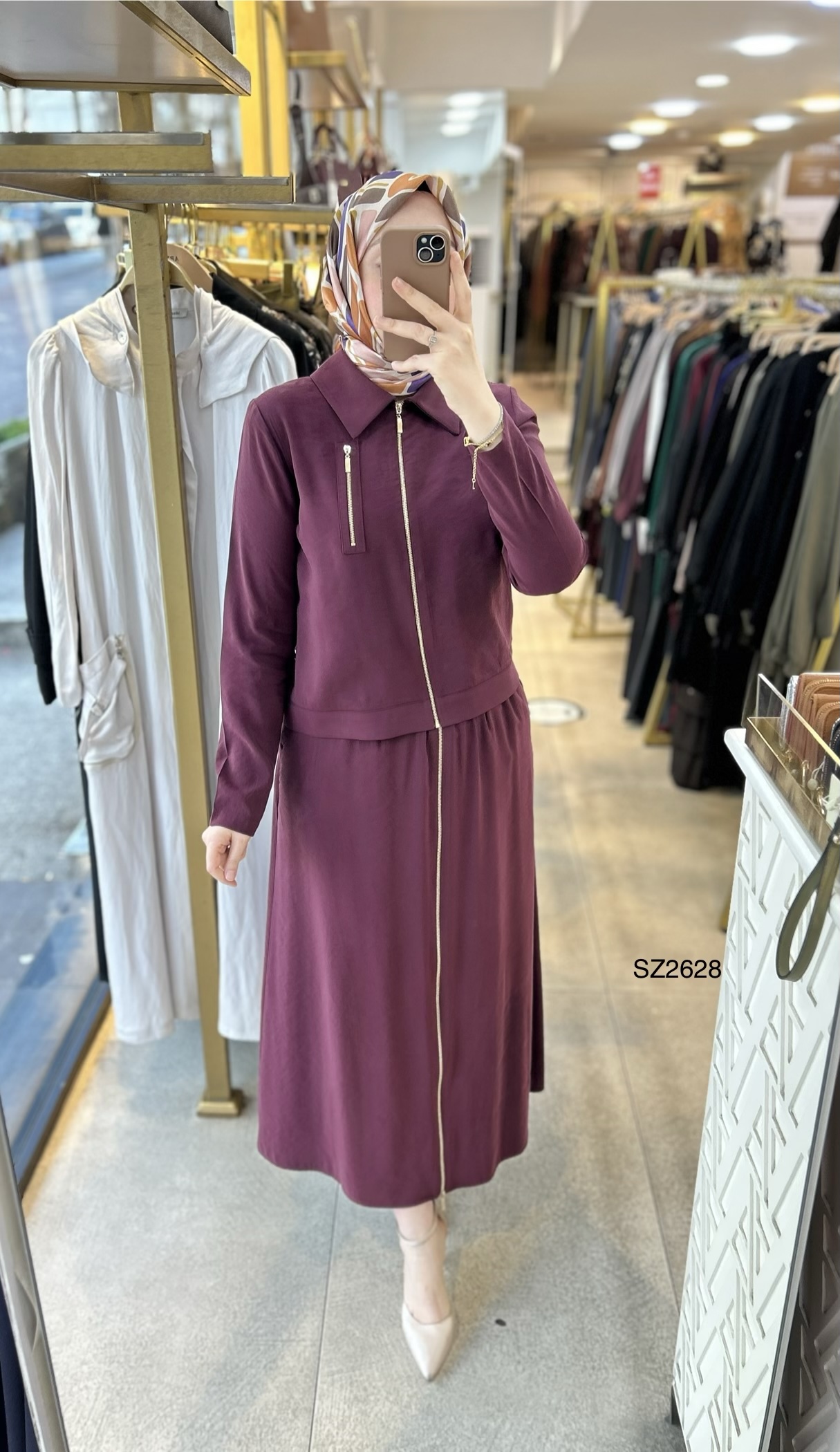 SZ2628 Fermuar Detaylı Etekli Takım