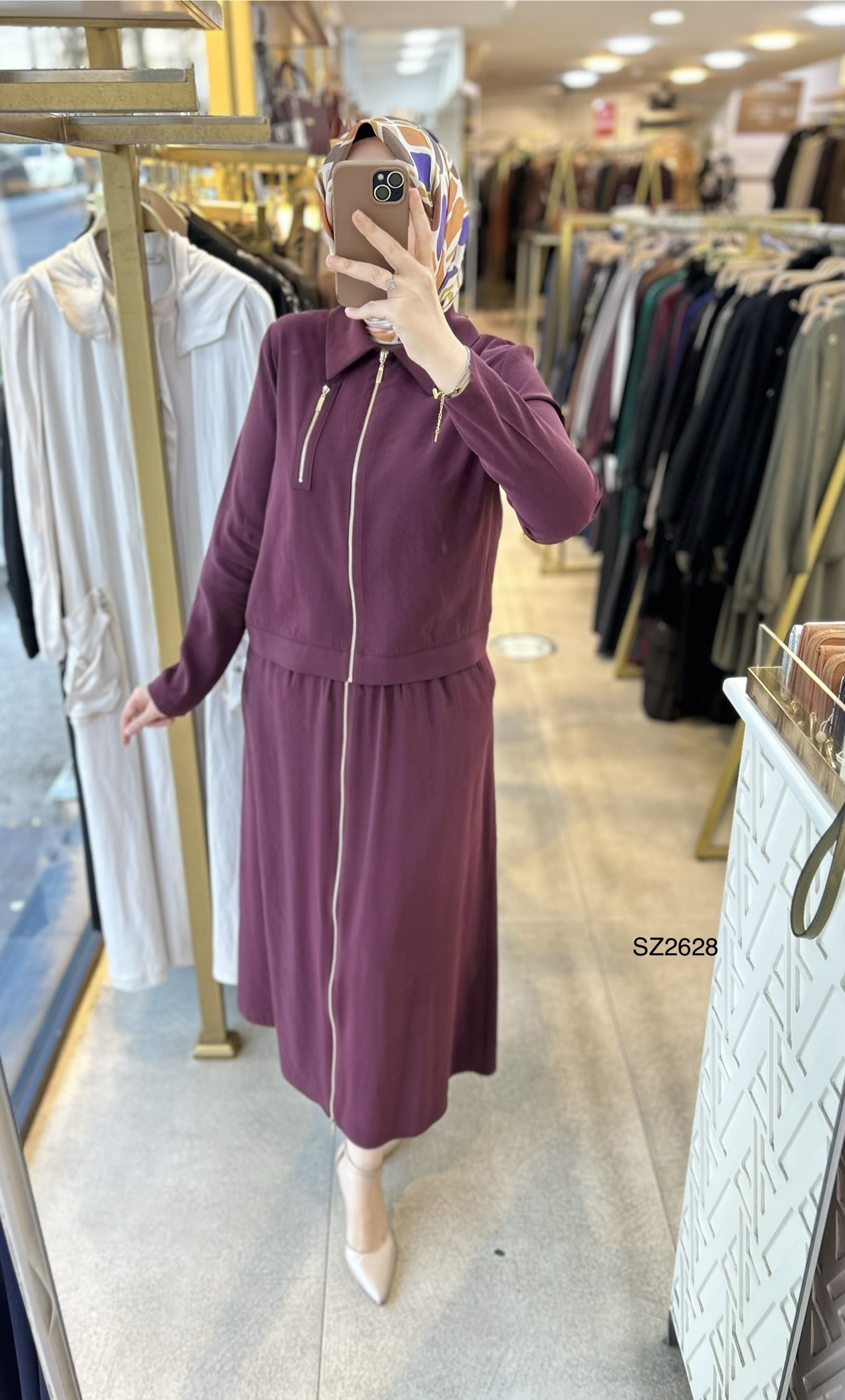 SZ2628 Fermuar Detaylı Etekli Takım