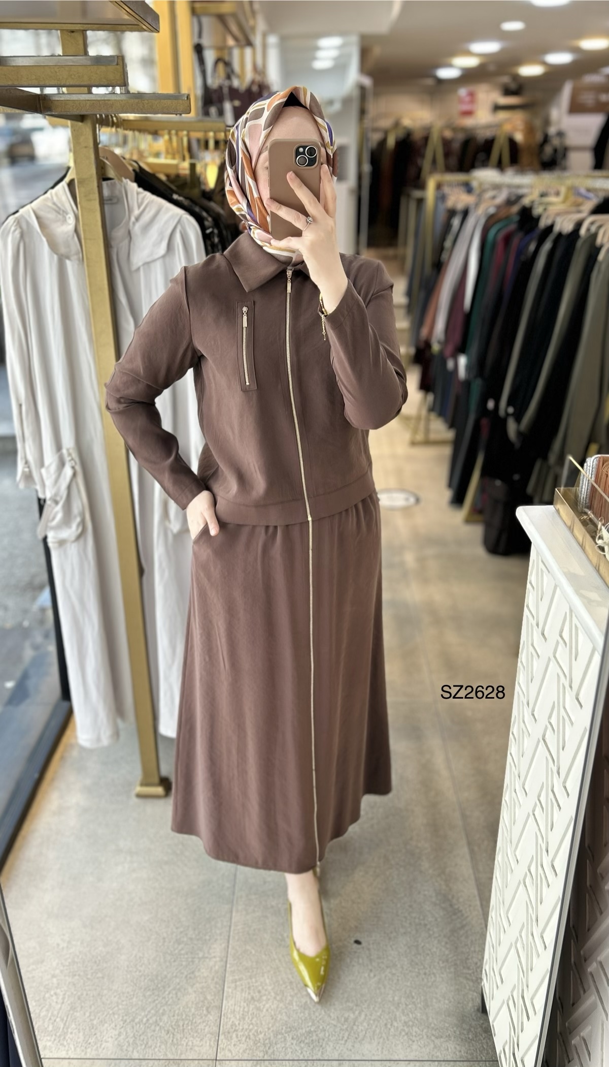 SZ2628 Fermuar Detaylı Etekli Takım