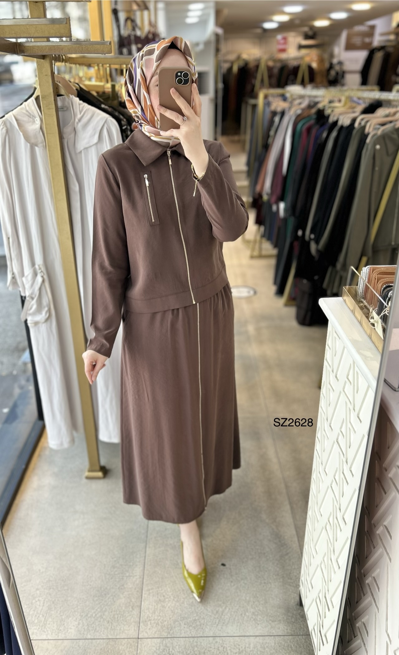 SZ2628 Fermuar Detaylı Etekli Takım