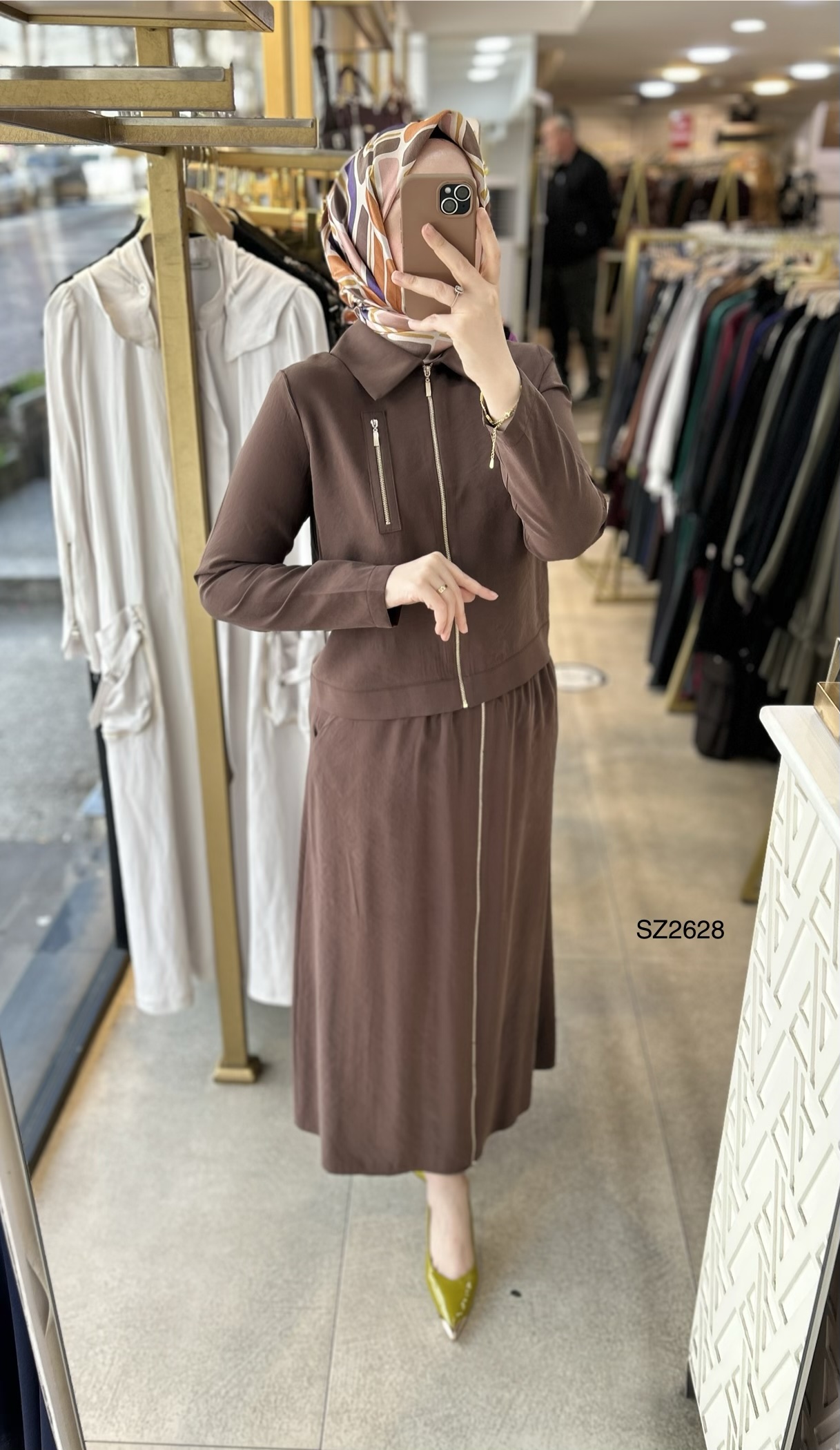 SZ2628 Fermuar Detaylı Etekli Takım