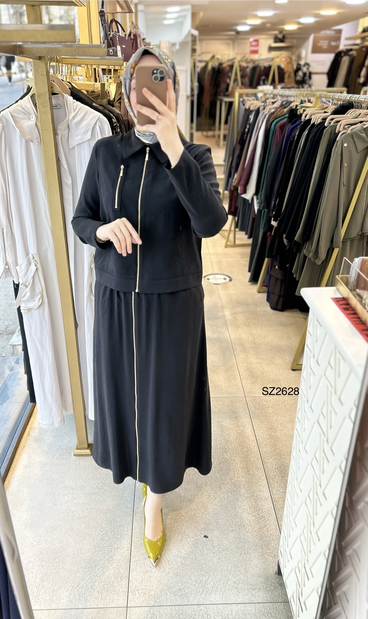 SZ2628 Fermuar Detaylı Etekli Takım