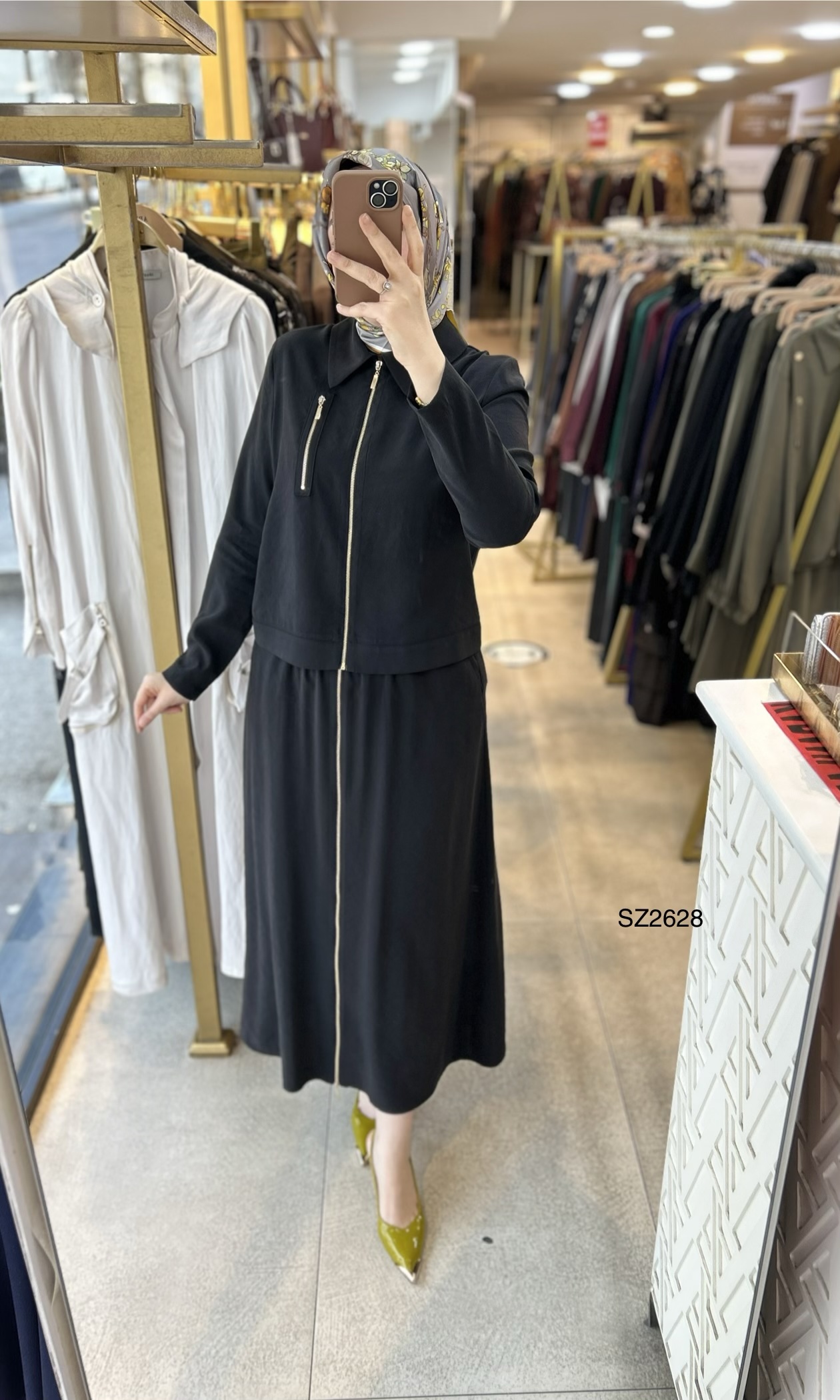 SZ2628 Fermuar Detaylı Etekli Takım