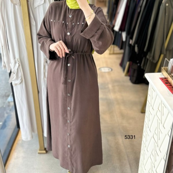 5331 Zımba Detaylı Boydan Düğmeli Elbise - Görsel 21