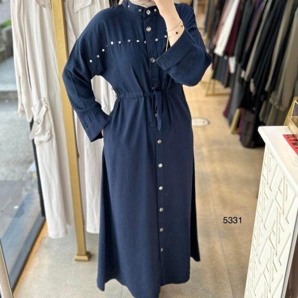 5331 Zımba Detaylı Boydan Düğmeli Elbise - Görsel 25