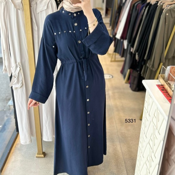 5331 Zımba Detaylı Boydan Düğmeli Elbise - Görsel 23