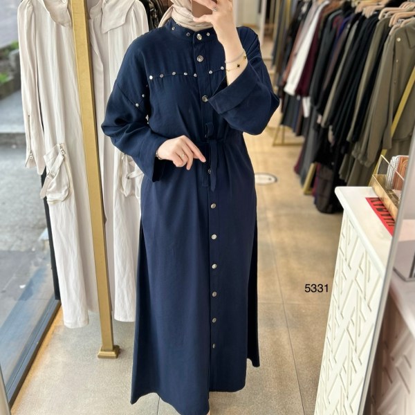 5331 Zımba Detaylı Boydan Düğmeli Elbise - Görsel 27