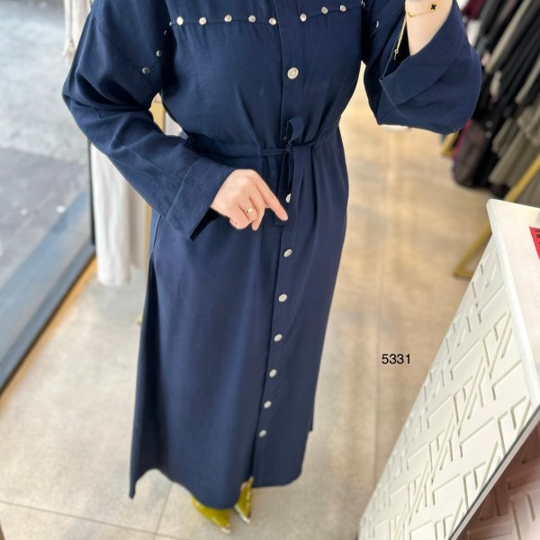 5331 Zımba Detaylı Boydan Düğmeli Elbise - Görsel 24