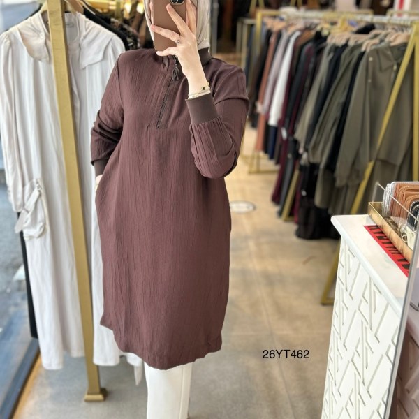 26YT462 Ribana Detaylı Tunik - Görsel 4