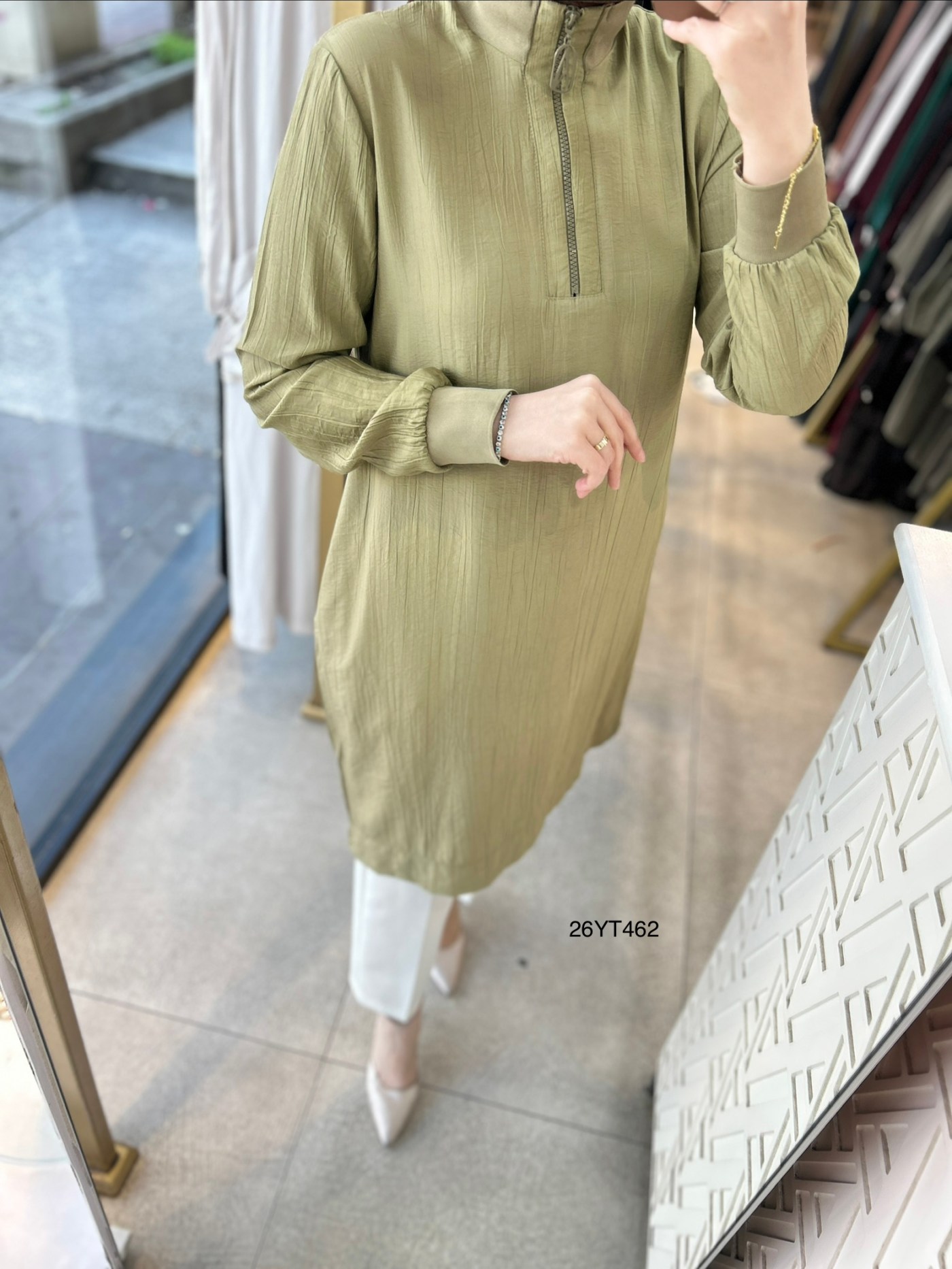 26YT462 Ribana Detaylı Tunik